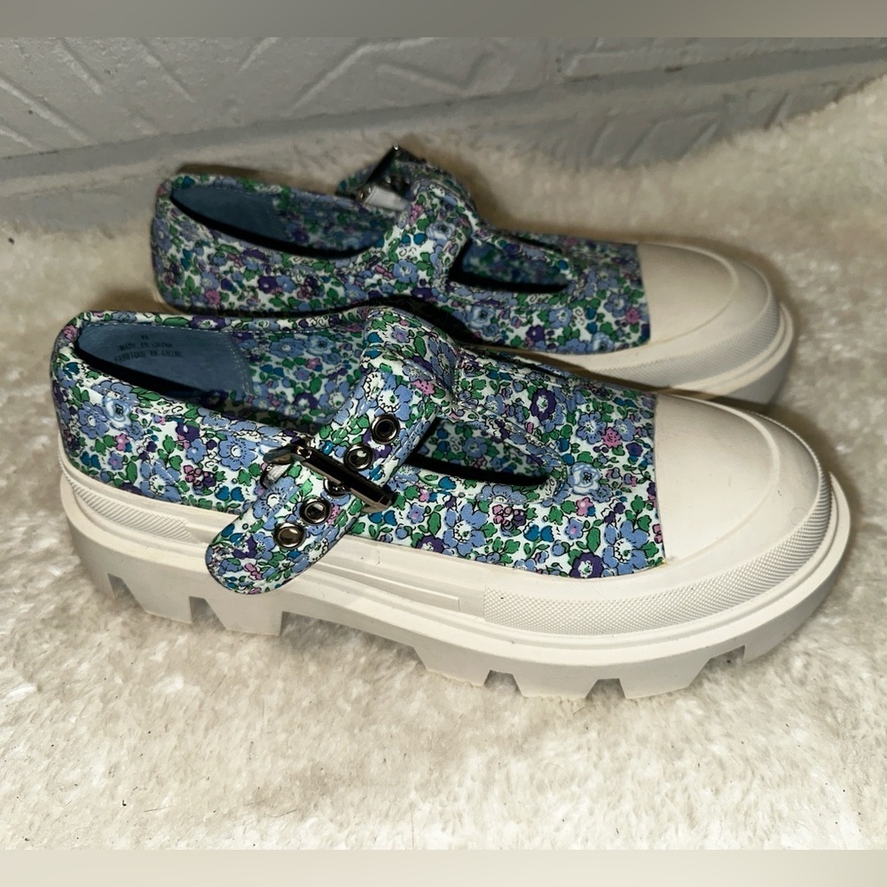 Jeffrey Campbell Enfance Floral Print Lugged Chunky Platform Mary Jane’s Size 8 - Picture 11 of 15